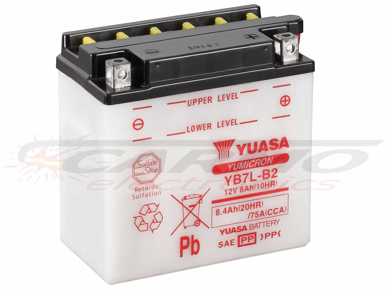 Yuasa YB7L-B2 accu Yamaha YP125 YP150 YP180 MBK Skyliner 125 - Klik op de afbeelding om het venster te sluiten